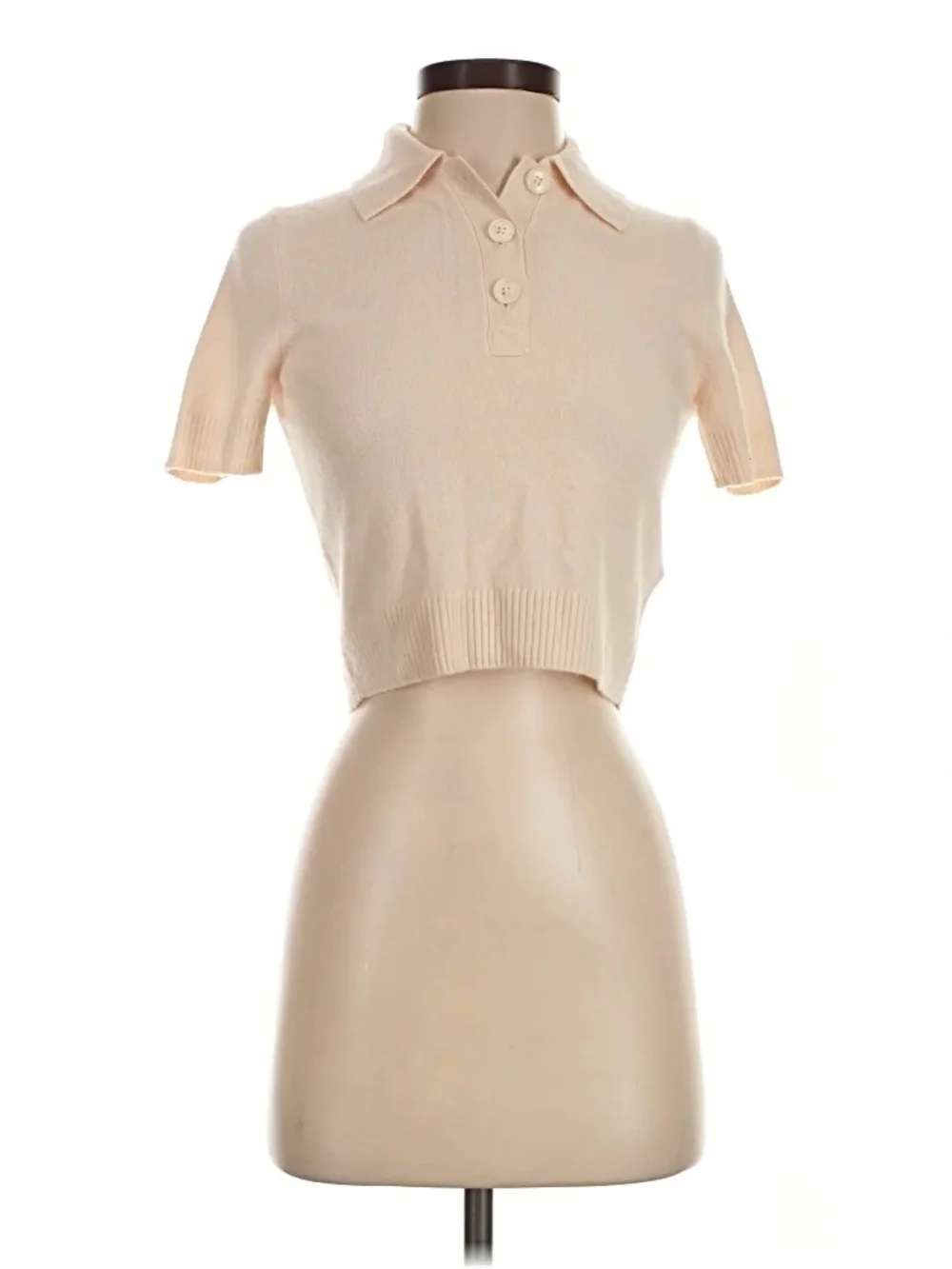J. Crew cashmere Cropped sweater polo Knit Top in Cream - Women